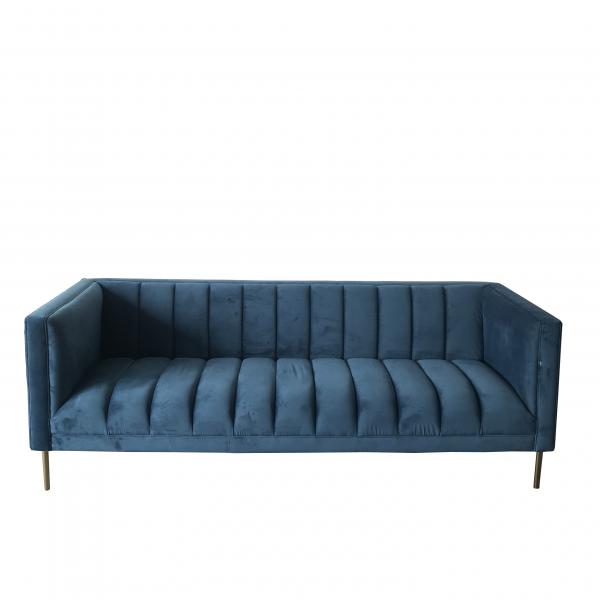 Quality Blue Velvet Tufted 3 Seat 221x76x78cm Living Room Sofa for sale