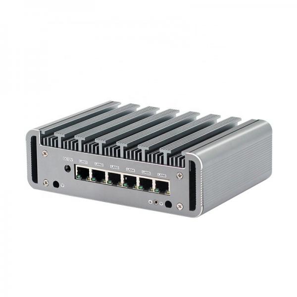 Quality Fanless Mini Firewall PC Celeron Dual Core 3865U 6 Gigabit LAN Support PFsense Mikrotik for sale