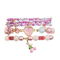 China Glass Crystal Handmade Beads Bracelet Faceted With Pink Cherry Charm for sale