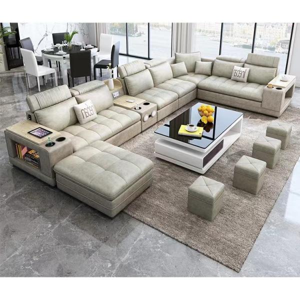 Quality Light Leather Hotel Room Sofa Combination Modern Living Room Sofa for sale