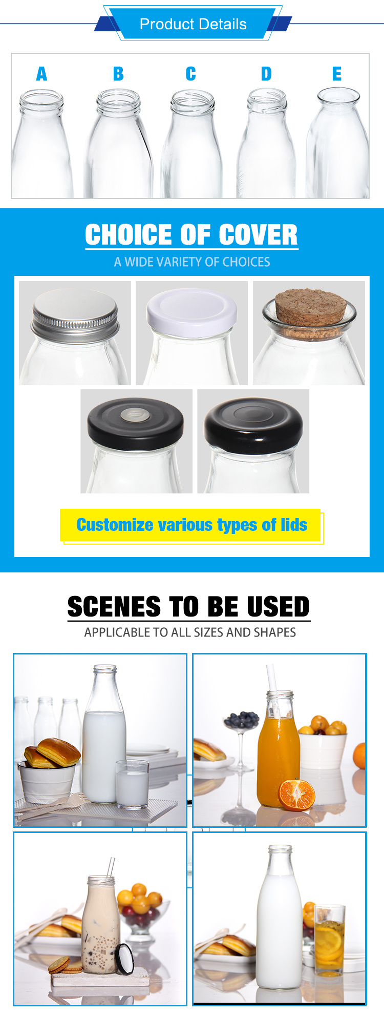 Wholesale 250ml 300ml 500ml 750ml 1000ml Glass Sauce Bottle with Twist off Metal Lid