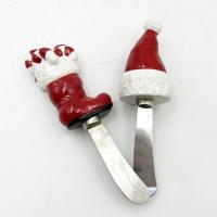 China Christmas Santa Hat Boot Hand Painted Handle With Stainless Steel Blade Cheese Spreader Butter Spreader factory