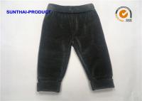China Black Baby Jogging Bottoms Foldable Waistband / Cuff Velour Fabrication Pants factory