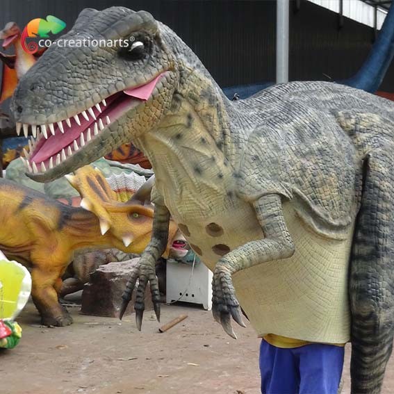 Quality LED Light Animatronic Raptor Costume Real Dinosaur Suit 4.5m Length for sale