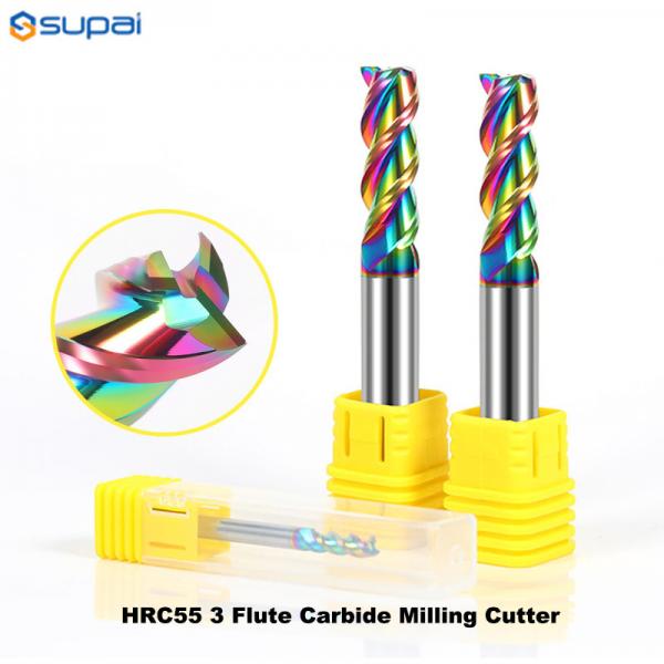 Quality Carbide Cutting Tools 3flutes Colorful Coating for Aluminium HRC55 Milling for sale