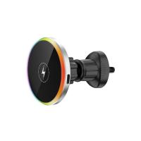 China Colorful Lights Car Wireless Charging Magnetic  Air Vent Car Phone Mount Holder 15W factory
