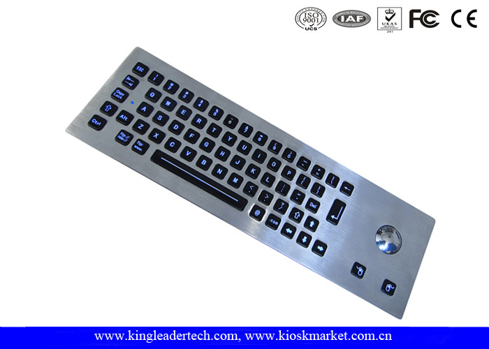China LED Backlight Industrial Stainless Steel Keyboard with Trackball , 64 Keys factory