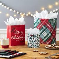 China Christmas Gift Paper Bag For Decorative Party Bolsa De Navidad With Hand Length Handle factory