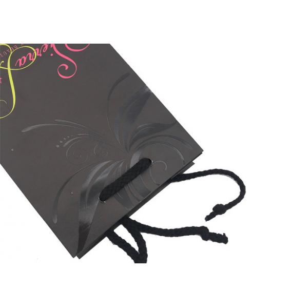 Quality High - End Recycled Present Paper Bag / Large Black Gift Bags Spot UV Logo for sale