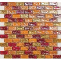 China Orange red water waving glass mosaic tile for kitchen backsplash factory