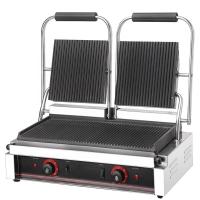 China 565x370x190mm Electric Contact Grill Hot BBQ Plate With All Grooved Double Plate Panini Grill factory