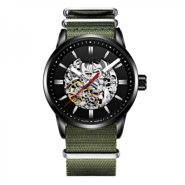 Quality 3ATM Waterproof Nylon Wrist Watch , 13mm Hollow Mechanical Watch for sale