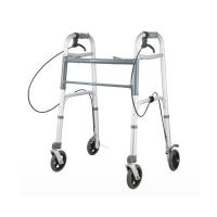 China NPKL2210 Adult Dual Button Aluminum Folding Rollator Walker with 5 wheels and hand brake factory