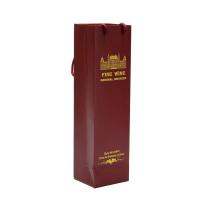 China Luxury Gift Packaging Custom Printed Bottle Wine Paper Bags Dark Red Wine Bottle Paper Bags With Handles factory