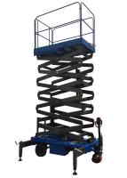 China Working Height 14m Mobile Scissor Lift 450Kg Loading Capacity of Manual Pushing and Rain-proof Control Cabinet factory
