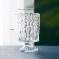 China Embossed Big Base Vase Crystal Glass Vase Hydroponic Green Plant Vase Dining Table Centerpieces Home Decor Office Party factory