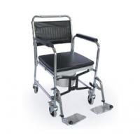 China Bedside Folding Toilet Commode Wheelchair , PVC Wheelchair For Shower And Toilet factory