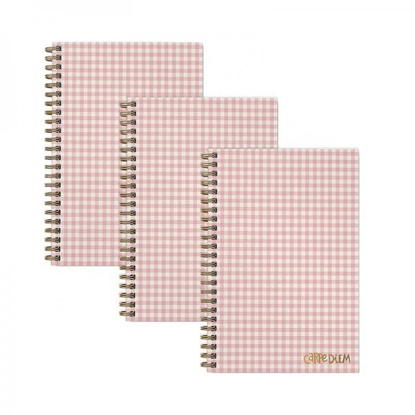 Quality A5 Pink Checkerboard Hardcover Lined Notebook , Bamboo Paper Notebook For Students for sale