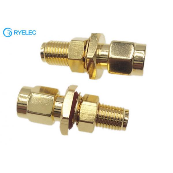 Quality Male To Female Bulkhead Waterproof Sma To Rp Sma Adapter Straight Gold Plated for sale
