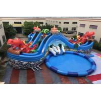 China 0.55mm PVC Tarpaulin Inflatable Jurassic Park With Slide And Pool for sale