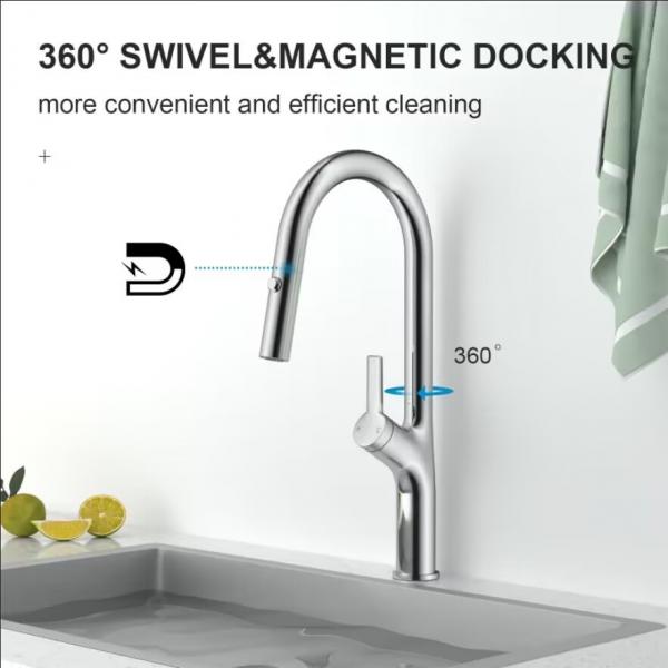 Quality 360 Degree Swivel Kitchen Faucet Mixer Deck Mounted Pull Out Kitchen Tap for sale