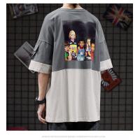 China Color Matching Round Neck Men Streetwear T Shirts Sublimation Logo factory