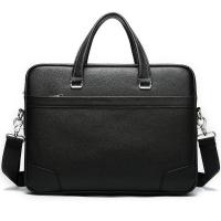 China Full Grain Leather Briefcase Attache Laptop Bag Black Unisex Classy BRB03 factory