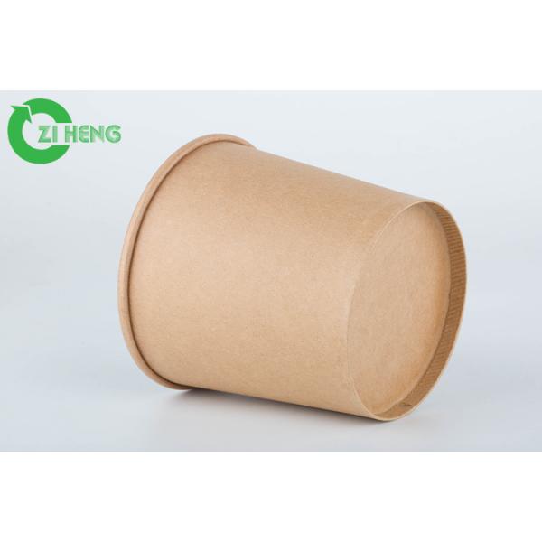 Quality High Thickness Brown Kraft Paper Cups 16oz One Wall Round Shape For Soup for sale