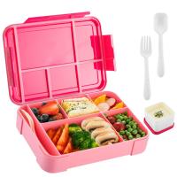China Food-Safe Plastic Bento Lunch Box With 5 Compartments And Cutlery For Kids And Adults factory