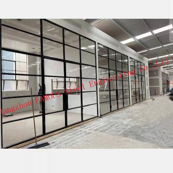 Quality Steel Framed Grill 33'' Glass Partition Walls , 0.4cm-20cm Glass Window Partitions for sale