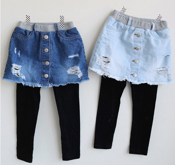 Quality Slim Fit Stretch Denim Skirt Pants Girls Fashion Kids Jeans Jrt11 for sale