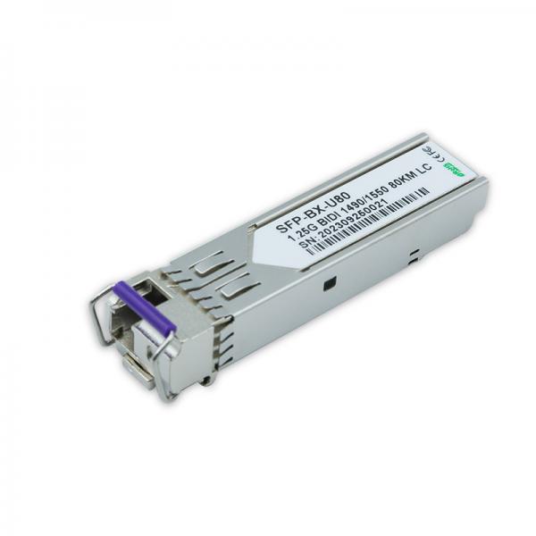 Quality Cisco Compatible 1.25GBASE BiDi SFP LC Connector Single Mode Fiber 80km 1G SFP 1490nm TX / 1550nm RX Transceiver Module for sale