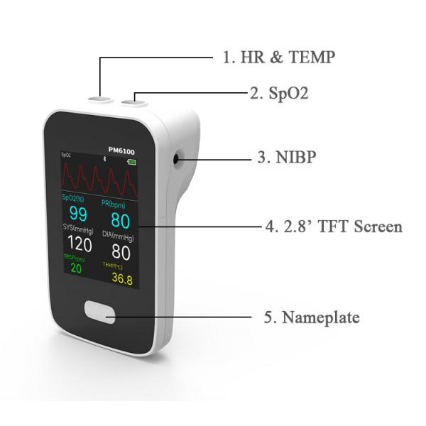 Quality Bluetooth Multi Parameters Handheld ECG,NIBP,Spo2 Vital Signs Monitor For ICU Clinic for sale