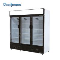 China 862L Glass Door Cooler Fridge Static With Fan Drink Upright Display 2m Height factory