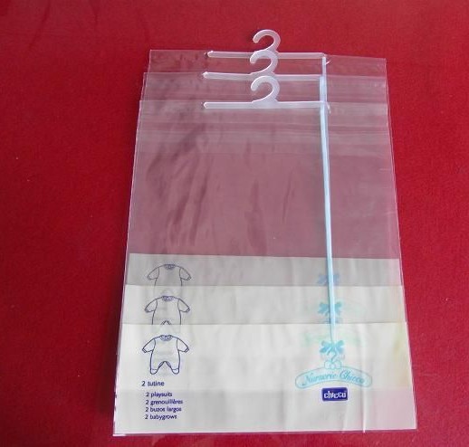 China PVC PE Apparel T-Shirt Plastic Pouches Packaging With Hook And Sliding Zipper for sale