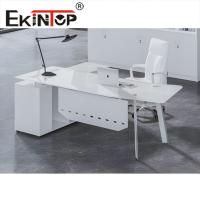 China White Black Modern Glass Desk Office Transparent Tempered Glass Table factory
