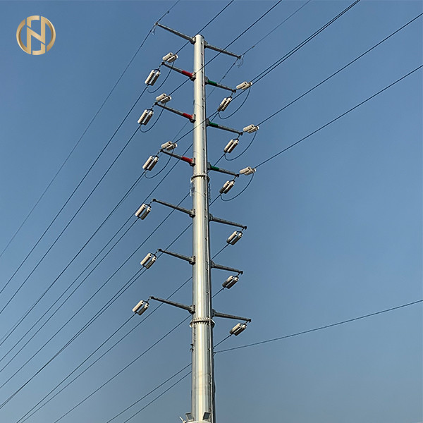Quality 33KV 18m Steel Utility Pole  Steel Power Poles With Insulator And Conductor for sale