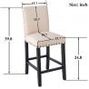China 24 Inches Padded Counter Stools Upholstered Bar Stools With Solid Wood Legs factory