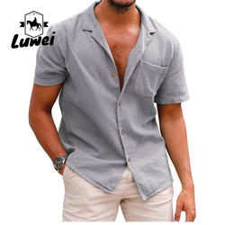 Quality Button Collar Men Casual Shirts Single Breasted Retro Slim Full Plus Size for sale