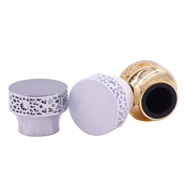 Quality Hollowed Out FEA 15 Metal Zamak Perfume Bottle Caps for sale