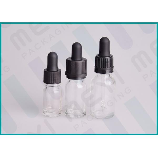 Quality 5ml 30ml 100ml Transparent Glass Dropper Bottles For Cosmetic Oil / Lotion for sale