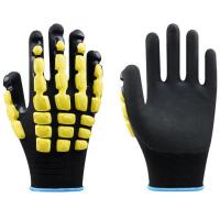 China Heavy Duty 13G Anti Impact Gloves Safety Grip Nitrile Coated Hand Gloves factory