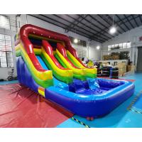 China 0.55mm PVC Outdoor Inflatable Water Slides With Pool factory