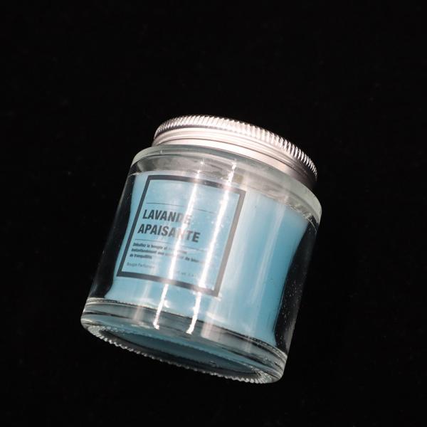Quality 12 oz Homemade Blue Glass Jam Jar Candles Lavender Scented for bedroom bathroom for sale