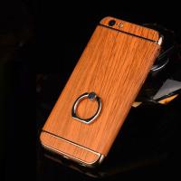 China Hard PC Retro Wood Triple Plating Border Ring Buckle Bracket Cover Cell Phone Case Cover For iPhone 6 6s Plus for sale