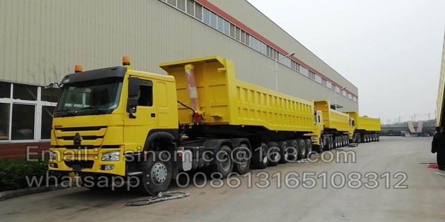 China SINOTRUK 6 Axle Dump Trailer , Heavy Duty Tipper Trailer With FUWA Brand Axle factory