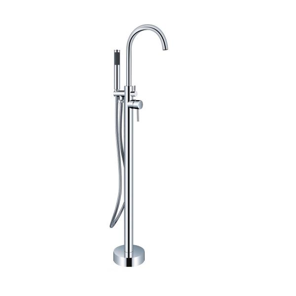 Quality Chrome Brass Freestanding Bath Tub Faucet OEM Single Lever Floor Mounted With for sale