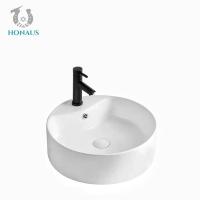 China Customized Round Countertop Bathroom Sinks 460mm Counter Mounted Wash Basin factory