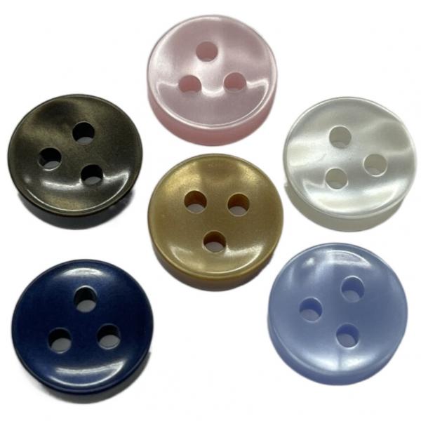 Quality Customized Color Plastic Shirt Buttons Imitation Pearl Effect 3 Hole 18L for sale