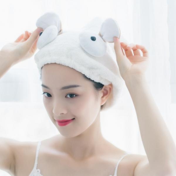 Quality Cute Cartoon 3D Ears Anti Frizz Micro Hair Towel Turban For Long Hair for sale